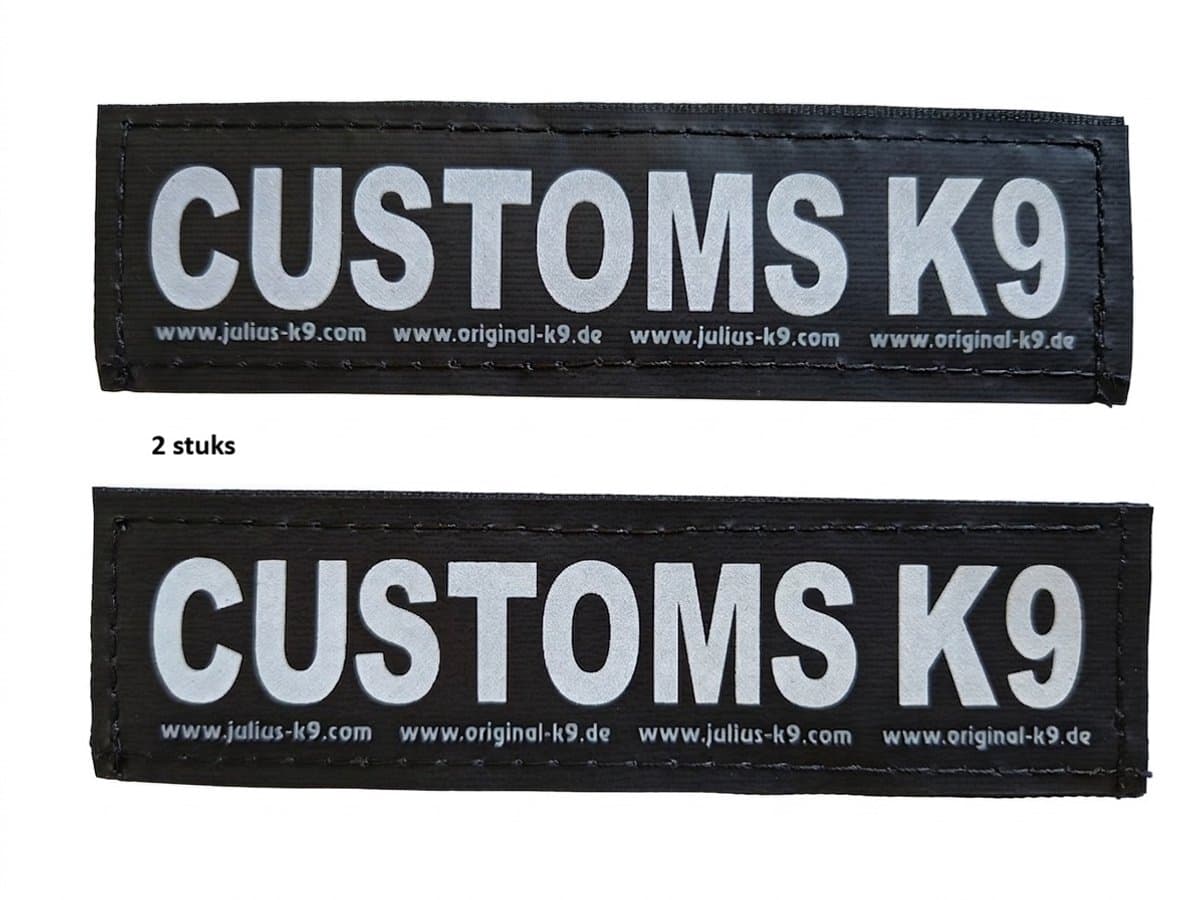 Julius-K9 Set Labels voor Powerharness - Small tekst: CUSTOMS