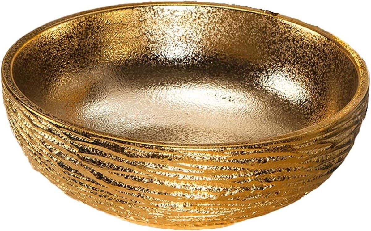 Keramische Wastafel - Opzetwastafel Lavabo - Badkamer Decoratie - Traditioneel Bloemenontwerp - 41 cm Diameter - Wit Goud