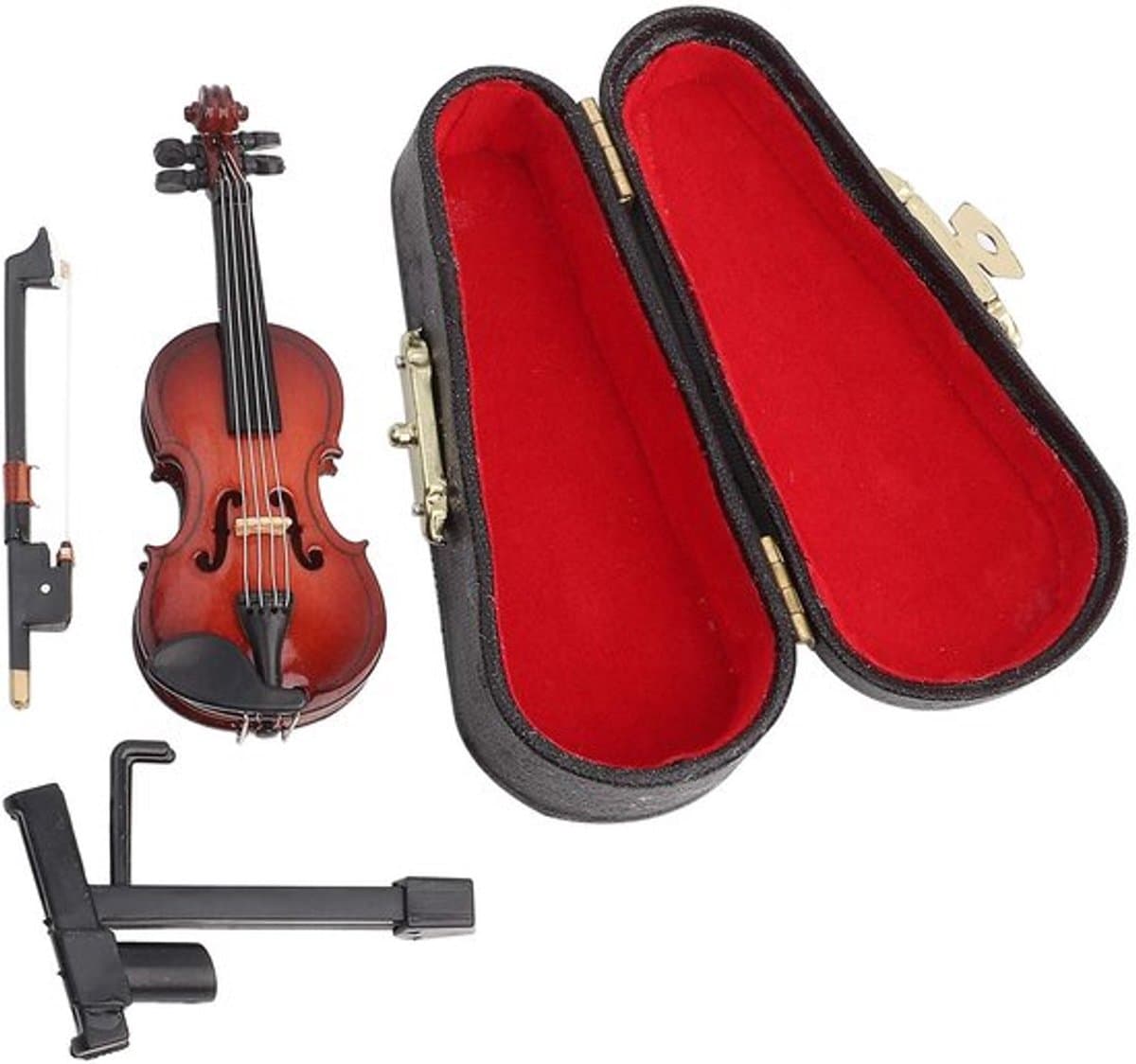 Viool Miniatuurmodel - Hoogwaardig Hout - Vioolkoffer - Poppenhuisaccessoires - Muziekinstrument Decor - Realistisch Ontwerp - Miniatuurviool