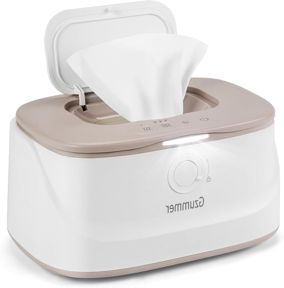 Baby Doekjes Warmer - Doekjes Dispenser - Baby Comfort - Ingebouwde Veer - Houdt 120 Doekjes - Grijs Wit