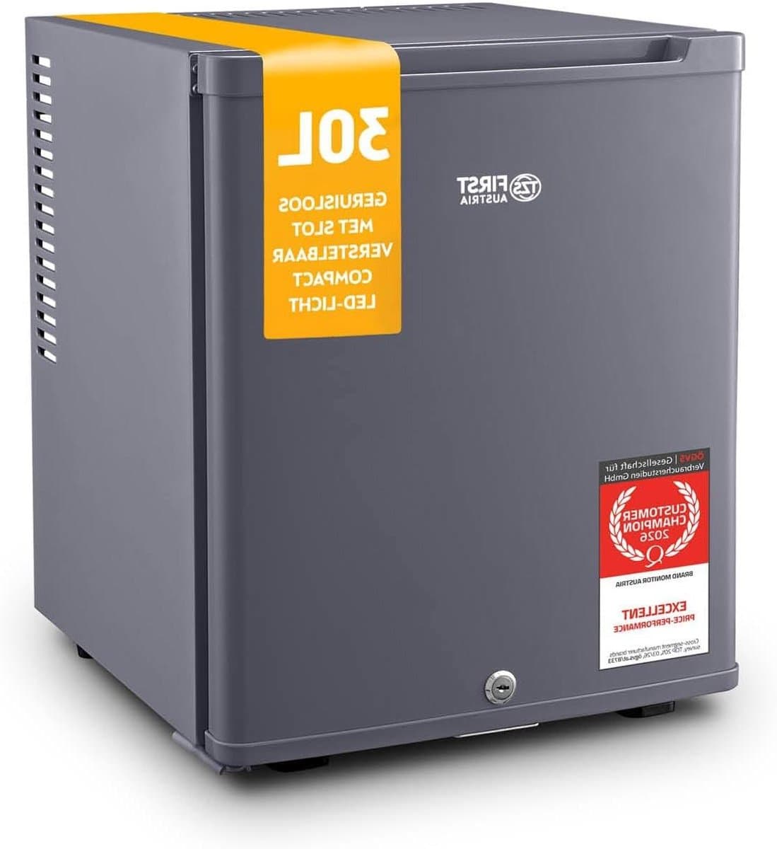 Mini koelkast - Kleine koelkast Minibar - Dranken koel houden - Volledig geruisloos - 30 Liter - Antraciet