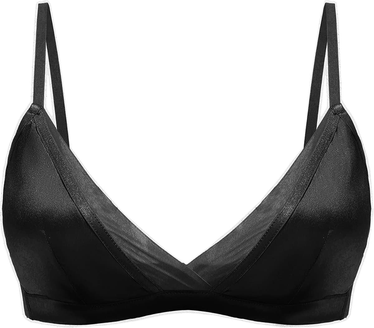 Satijnen bralette voor dames, draadvrij, gewatteerde bralette met zachte zijden cup BH-top