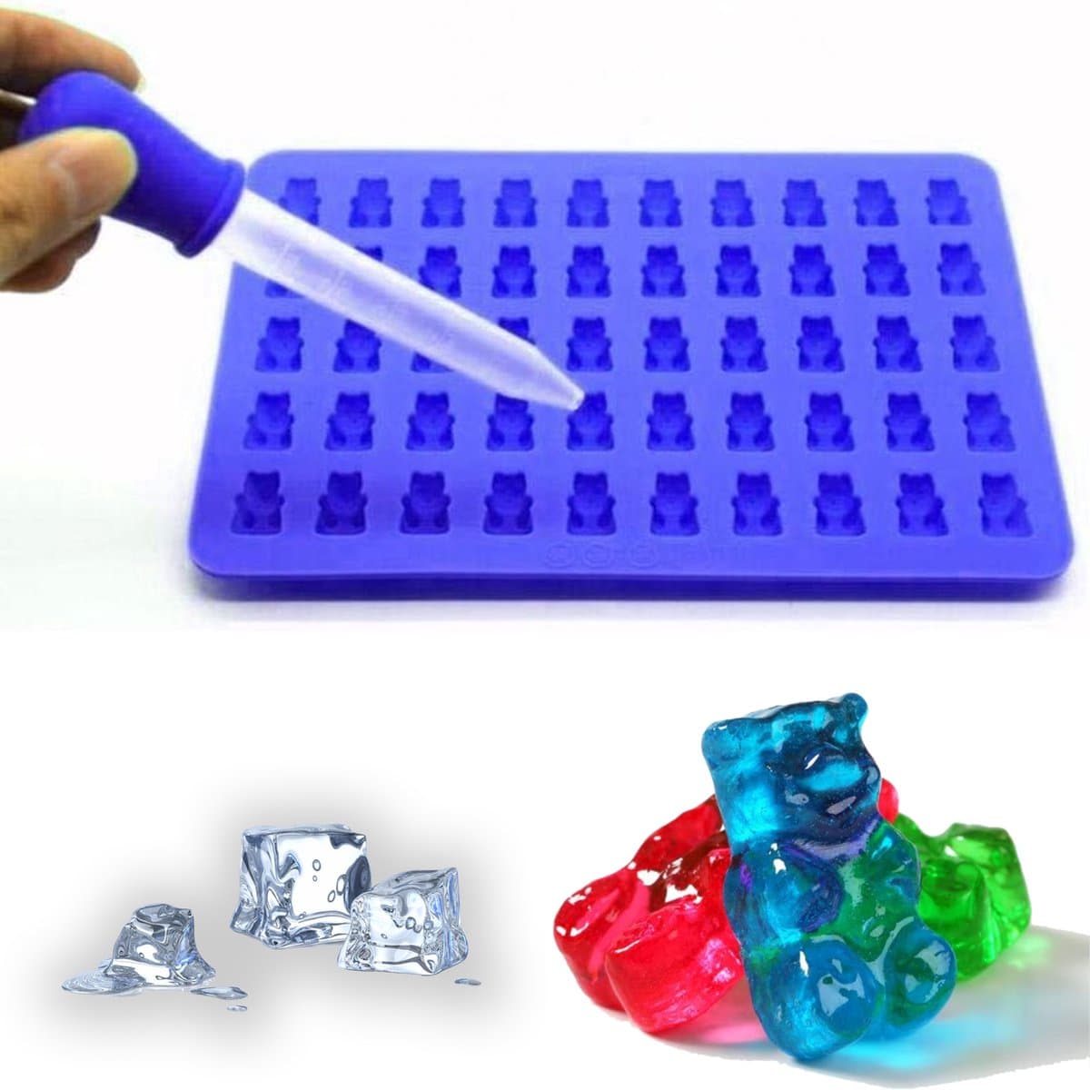 BukkitBow - Siliconen Gummy Bear Mal – Chocoladevorm – Gelatine vorm – Snoep Maker – Ijsvormpjes – Gelei mal - Donker Blauw - Black Friday & Kerstcadeau
