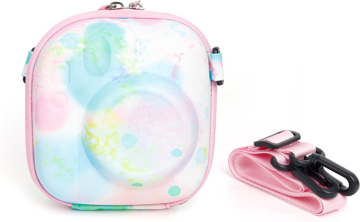 Somstyle Hard Case Geschikt voor Fujifilm Instax Mini 12, Mini 11, Mini 40 & Mini 9 Camera - Cameratas met Schouderriem voor Instant Camera's - Dreamy Splash