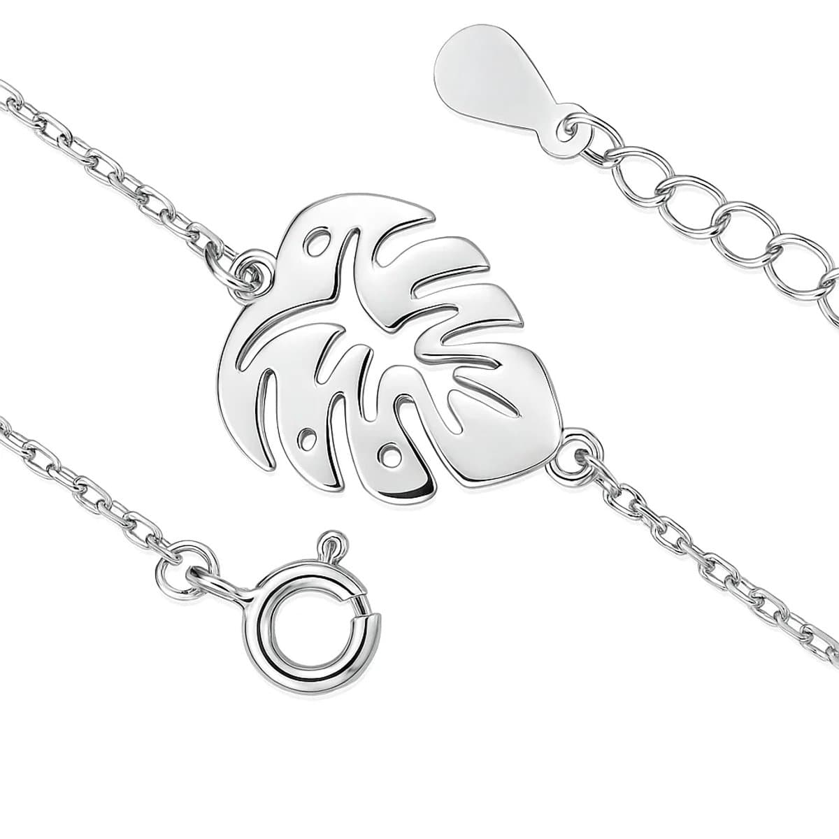Zilveren monstera blad armband – tropisch jungle geïnspireerde armband – echt zilver