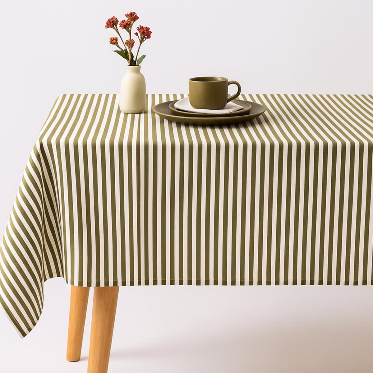 Vlekbestendig Tafelkleed – Stijlvol, Fris & Praktisch katoenen tafellaken streep 160 x 200 taupe