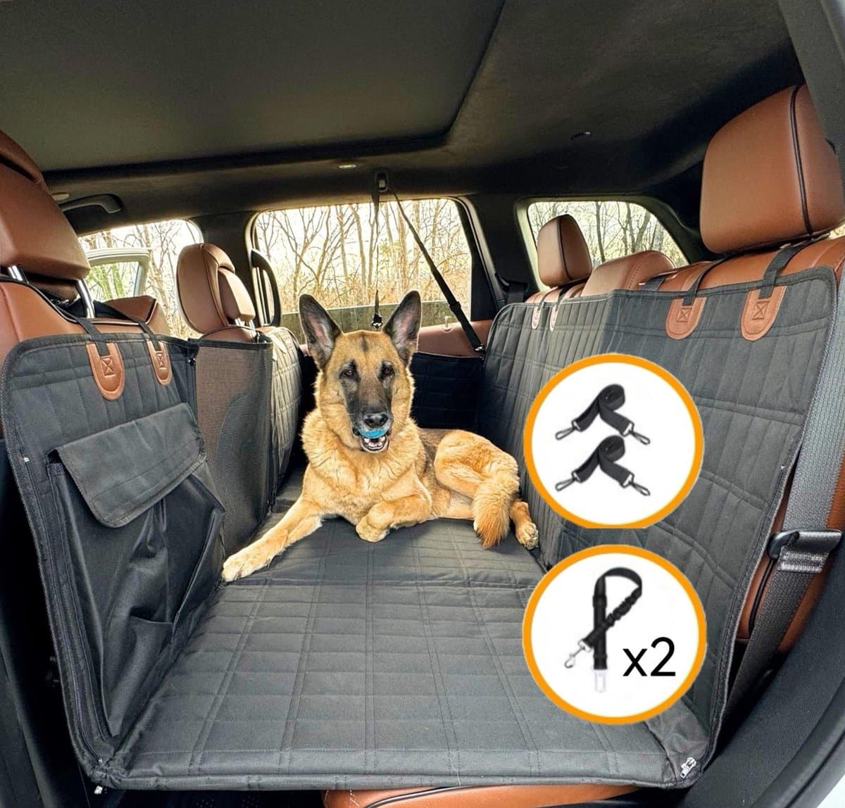 Luxe Hondendeken Auto Achterbank Met Met Achterbankverlenger- Autodeken Hond Met Harde Bodem - Beschermhoes Auto - Hondenkleed - Inclusief Autoriem -XXL