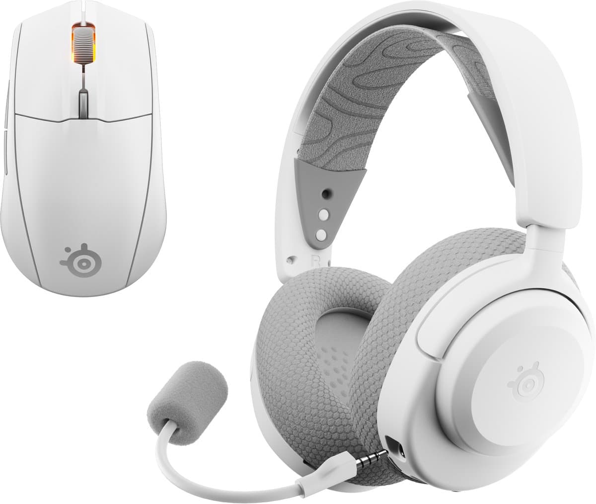 SteelSeries Rival 3 Draadloze Gaming Muis + Arctis Nova 3X Draadloze Gaming Headset - Wit