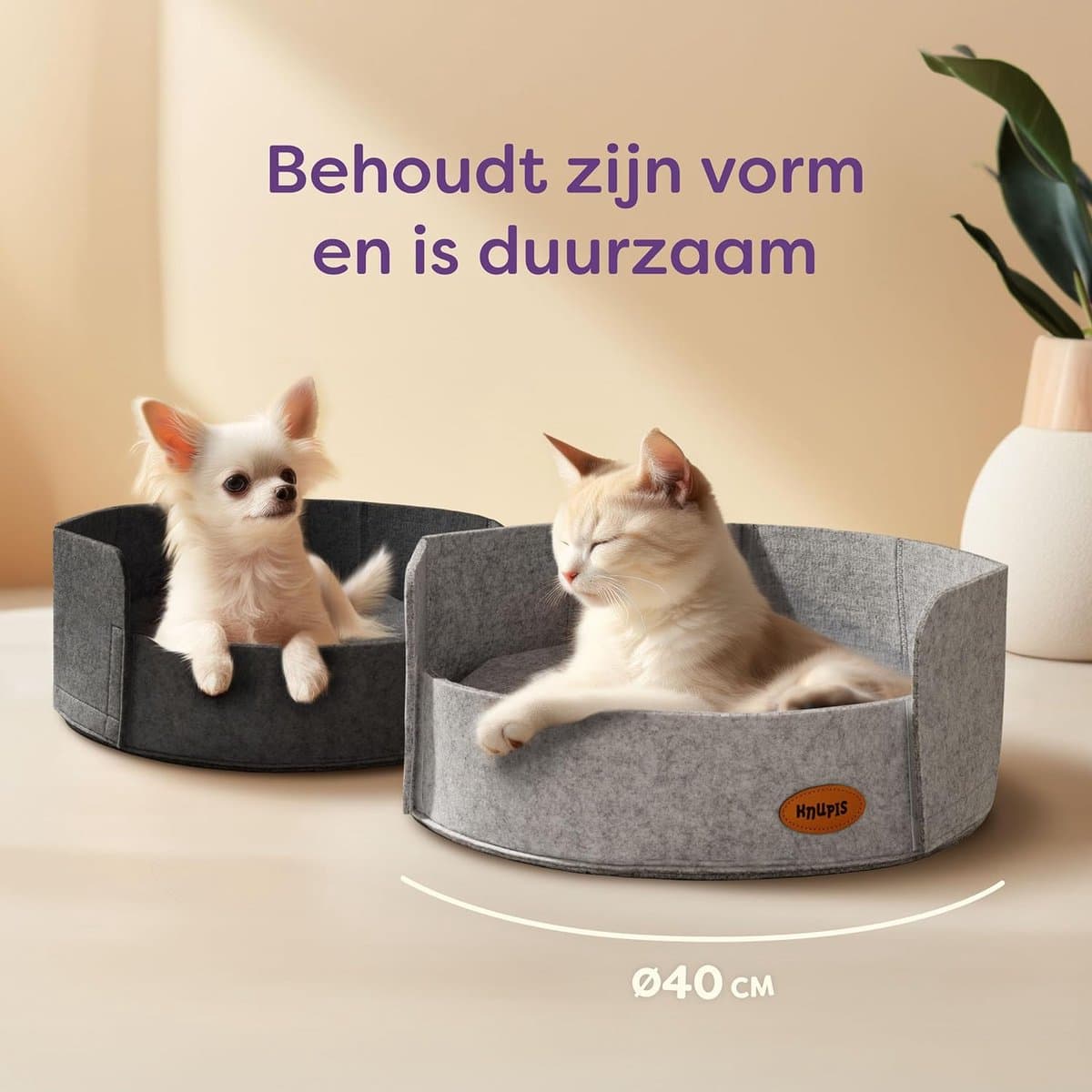 Kattenmand, kattenbed, opvouwbaar, voor katten of kleinere honden, zacht, pluizig kunstbont 40L x 40W x 16Th centimetres