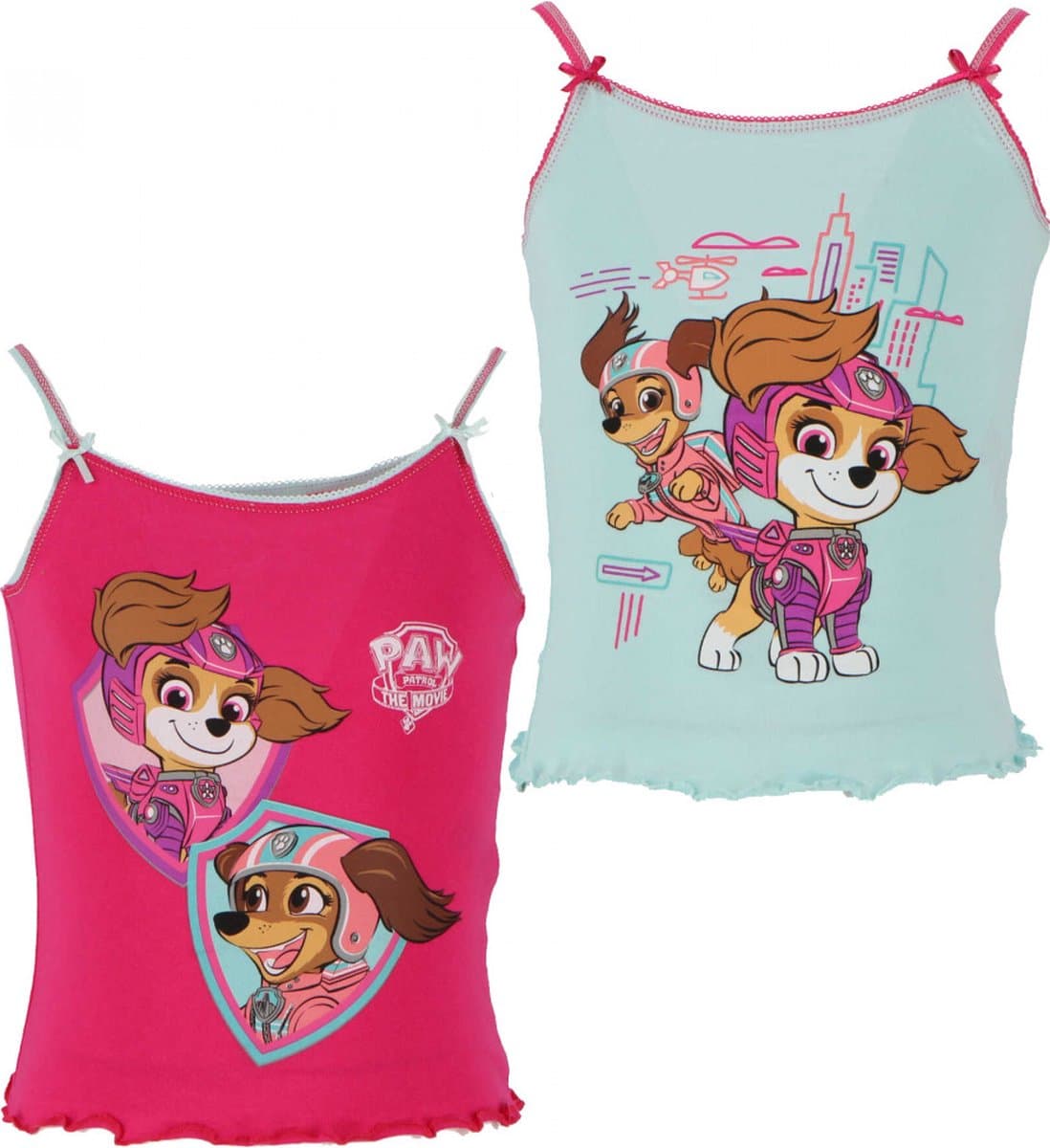 Singlet 2-Pack - Paw Patrol The Movie - Onderhemdjes meisjes - 100% Katoen - Maat 122/128