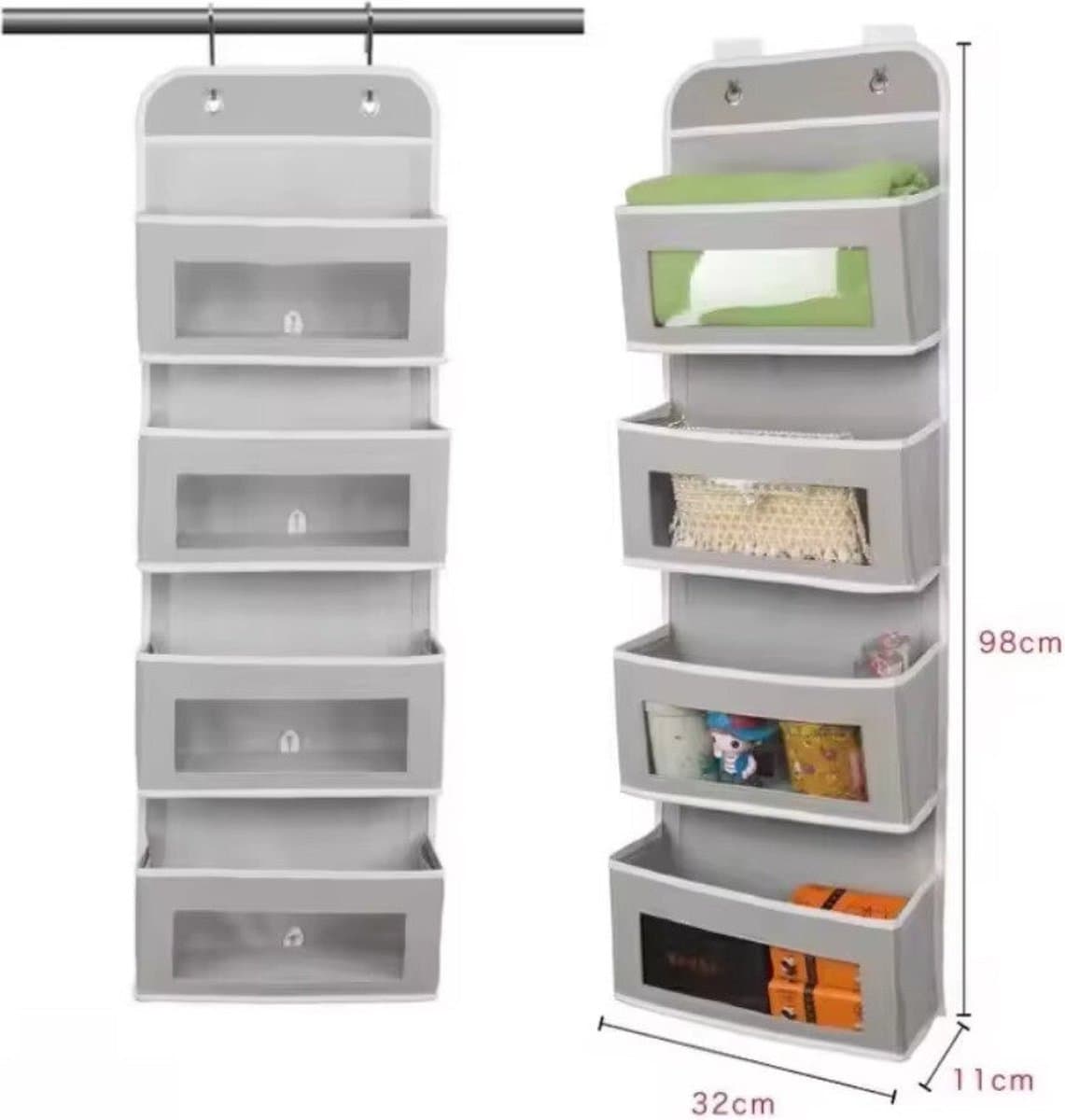 Over de deur Hangende organizer - Wandorganizer - Hangende Opberger - wandopberger - Boxzak - Grijs - Baby- Kinderkamer Organizer