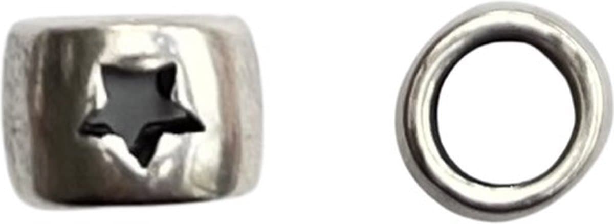 Haarbedel kraal met ster zilverkleurig - Hair beads - Dreadlock sieraden - Haar bedels - Dreadlock kralen - Dreadlocks producten - Dreadlock beads - Dreadlock accessoiries - Dreadlock accesoires