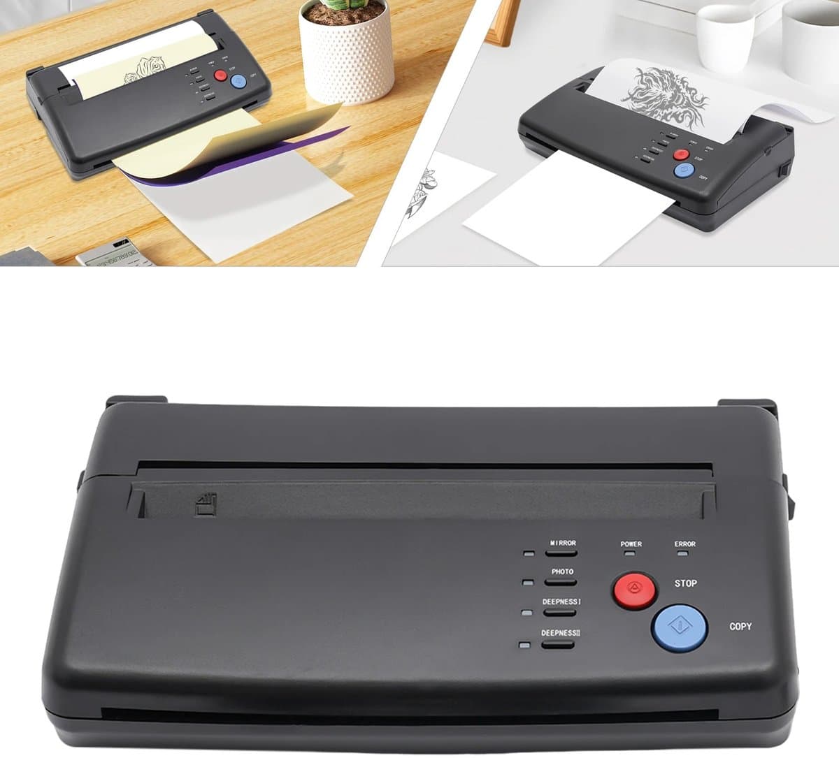 Tattoo Printer - Tattoo Transfer machine - Voor beginners - 21 cm Scanbreedt - Formaat 28cm x 16,5 cm voor A4 - Copier voor Tattoo Foto’s - Compact - Thermisch