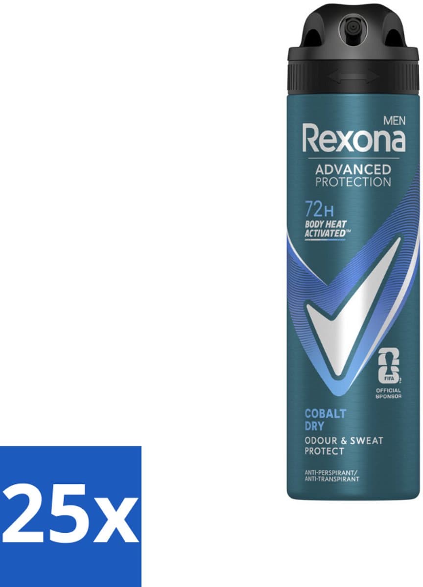 Rexona Men - Deodorant Spray - Cobalt Dry - Sportieve Frisheid - 150 ml - Bulkverpakking - 25 stuks