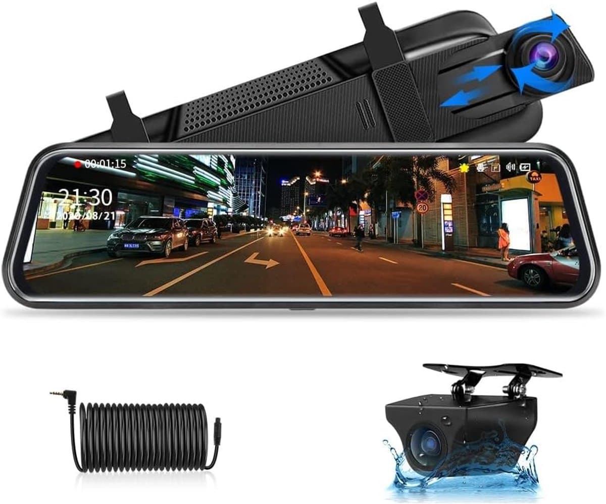Autospiegel Achteruitrijcamera met Touchscreen en Groothoeklens - Nachtzicht - Professionele Autorecorder met G-sensor - Full HD Dash Cam met Achteruitrijmonitor