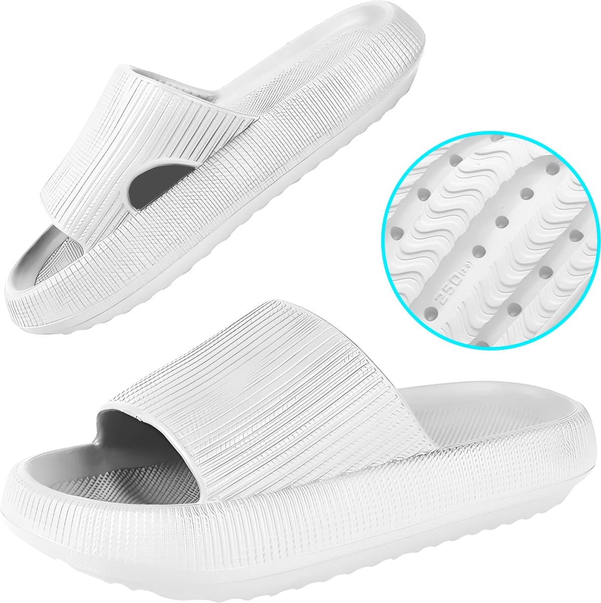 Somstyle Slippers Heren & Dames - Maat 44-45 - EVA - Badslippers met Verdikte Zool - Anti-slip - Wit