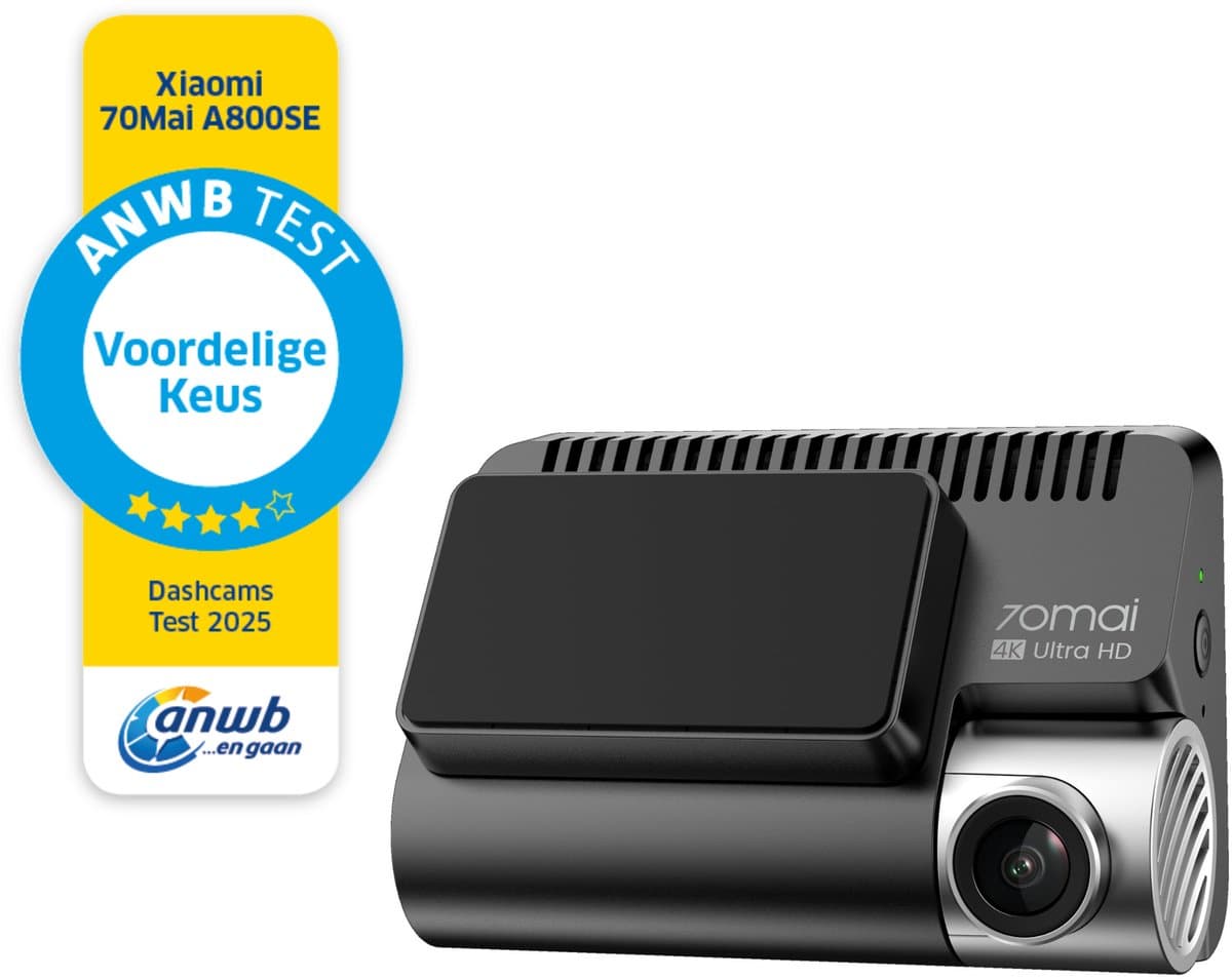 Xiaomi 70mai A800SE 4K Dashcam voor Auto - ANWB Voordelige Keus - Ultra HD Autocamera - GPS & ADAS - 24/7 Parkeermodus - WiFi Dashcam - Optionele Achtercamera - Dashcam voor auto