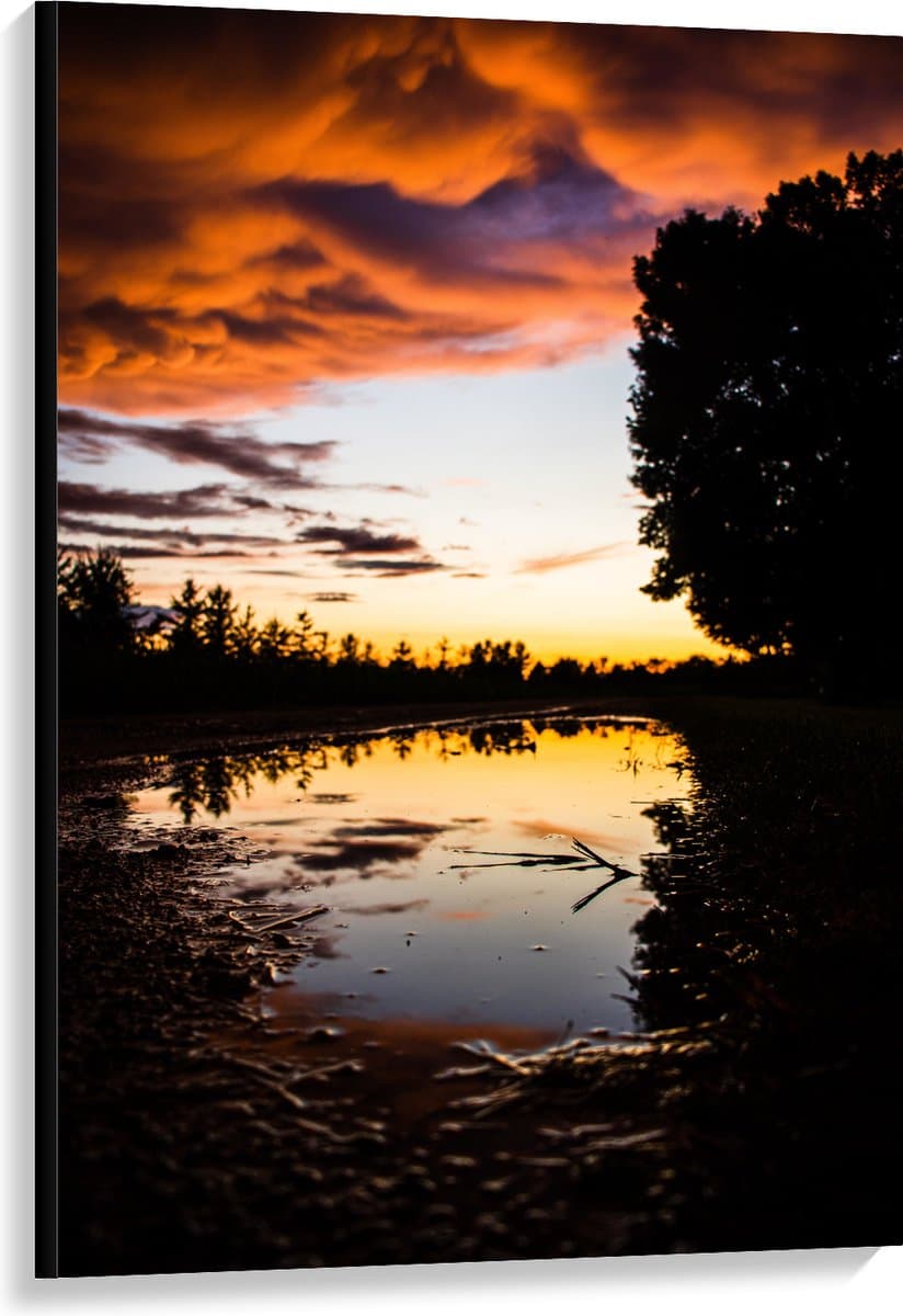 Canvas - Schemering over Wateren - 80x120 cm Foto op Canvas Schilderij (Wanddecoratie op Canvas)