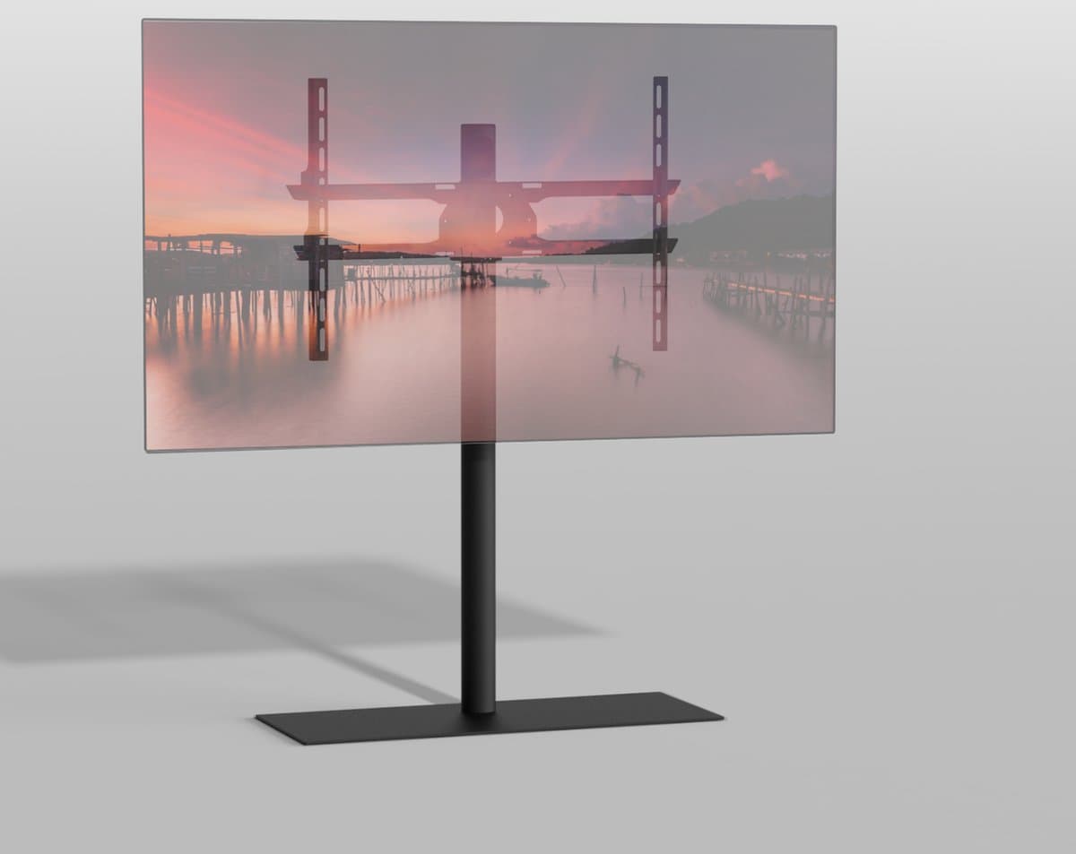 CAVUS - TV VLOERSTANDAARD SOLID 100 TRENDY ZWART STAAL - GESCHIKT VOOR 32-65”TV - VESA 600x400