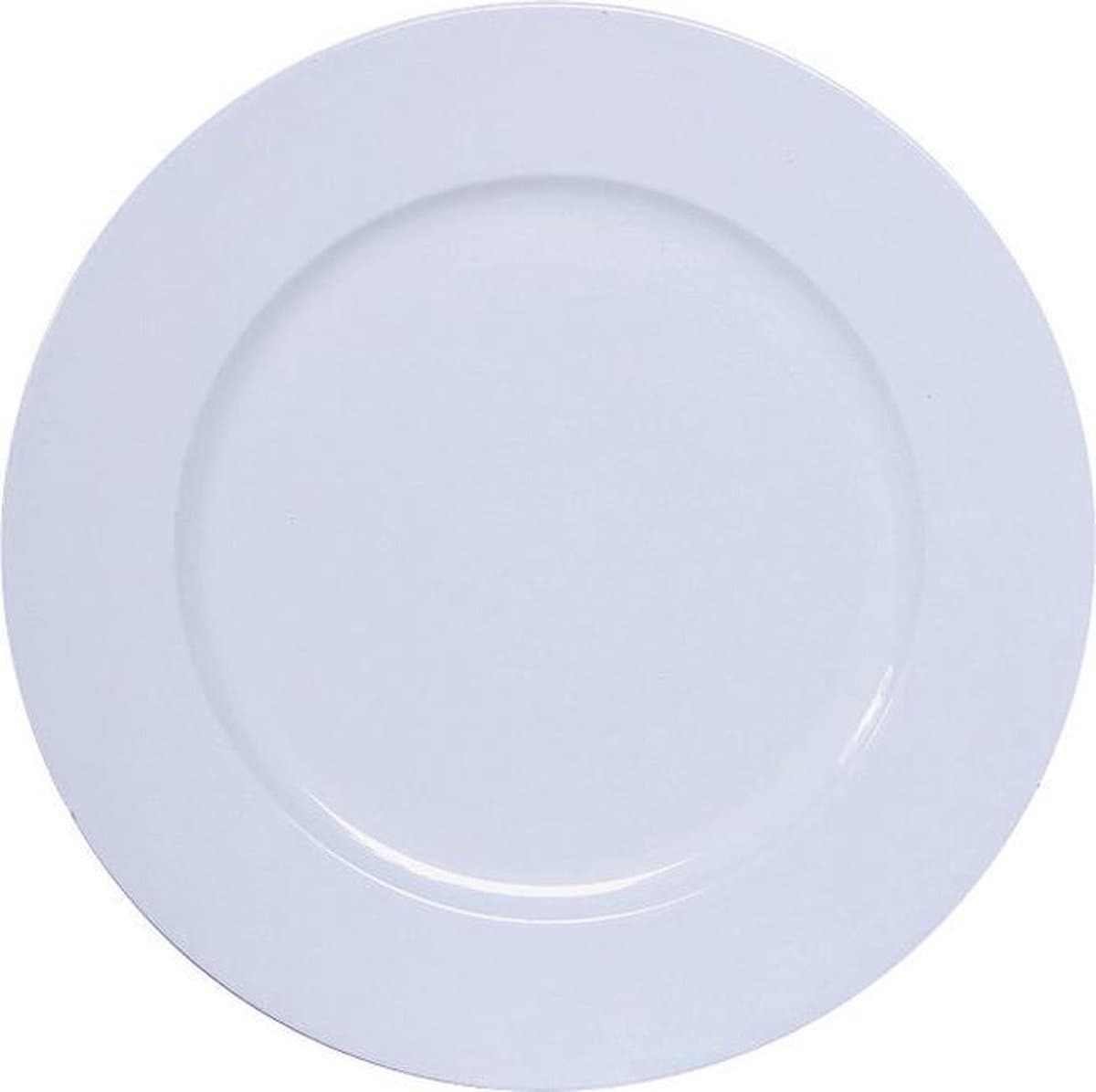Othmar Decorations Kaarsenbord - wit glimmend - D33 cm - kunststof - kaarsen onderborden