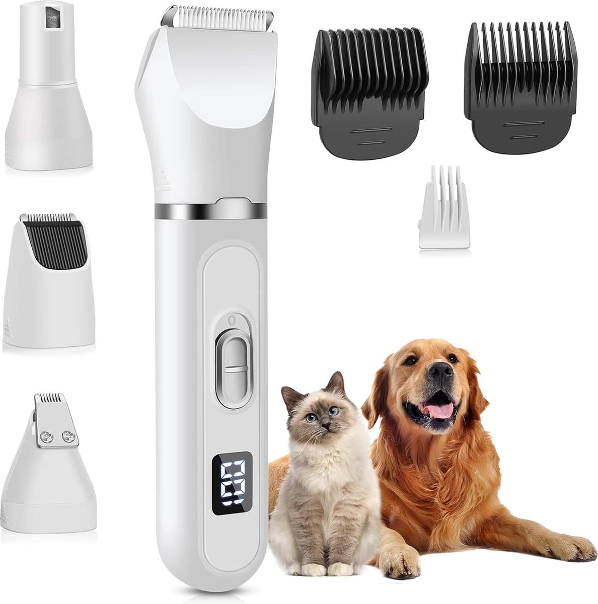 PetFriends Professionele 4 in 1 Hondentondeuse met Nagelvijl opzetstuk - Draadloos - Hondentrimmer - Honden Trimset - Dierentondeuse