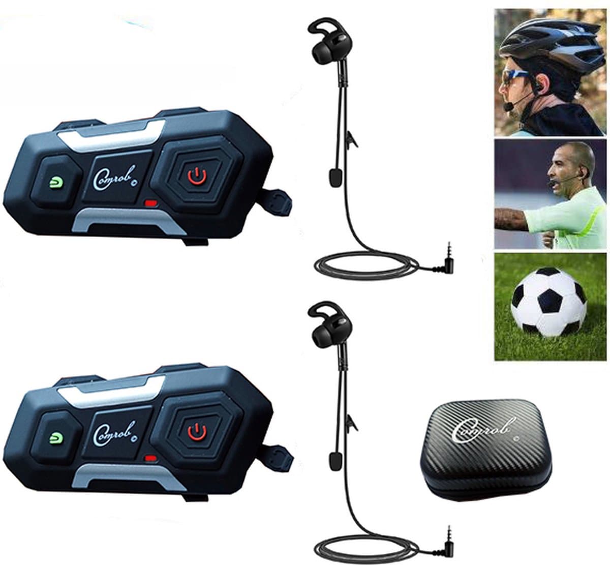 V3 plus Comrob Fiets / scheidsrechter / Boot communicatie intercom module systeem voor 2 personen met FM radio max 1200 meter