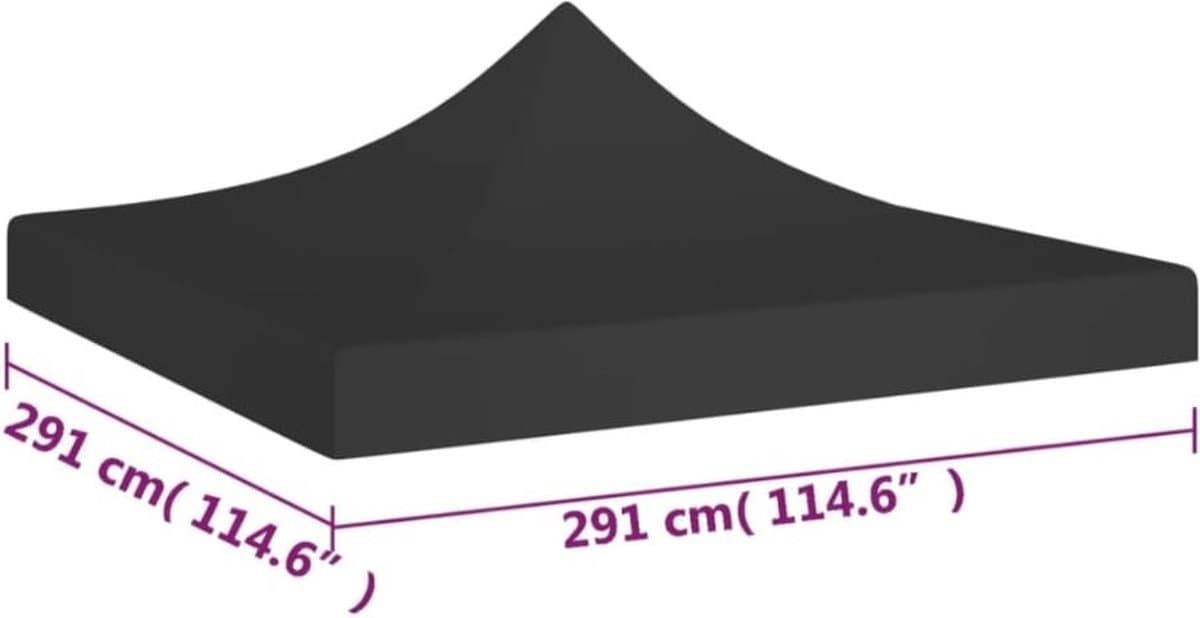 Los Tentdak-Dakzeil-Dakdoek-Easy up partytent-3x3mtr- waterdicht-ZWART-Oxford 600D pvc coating
