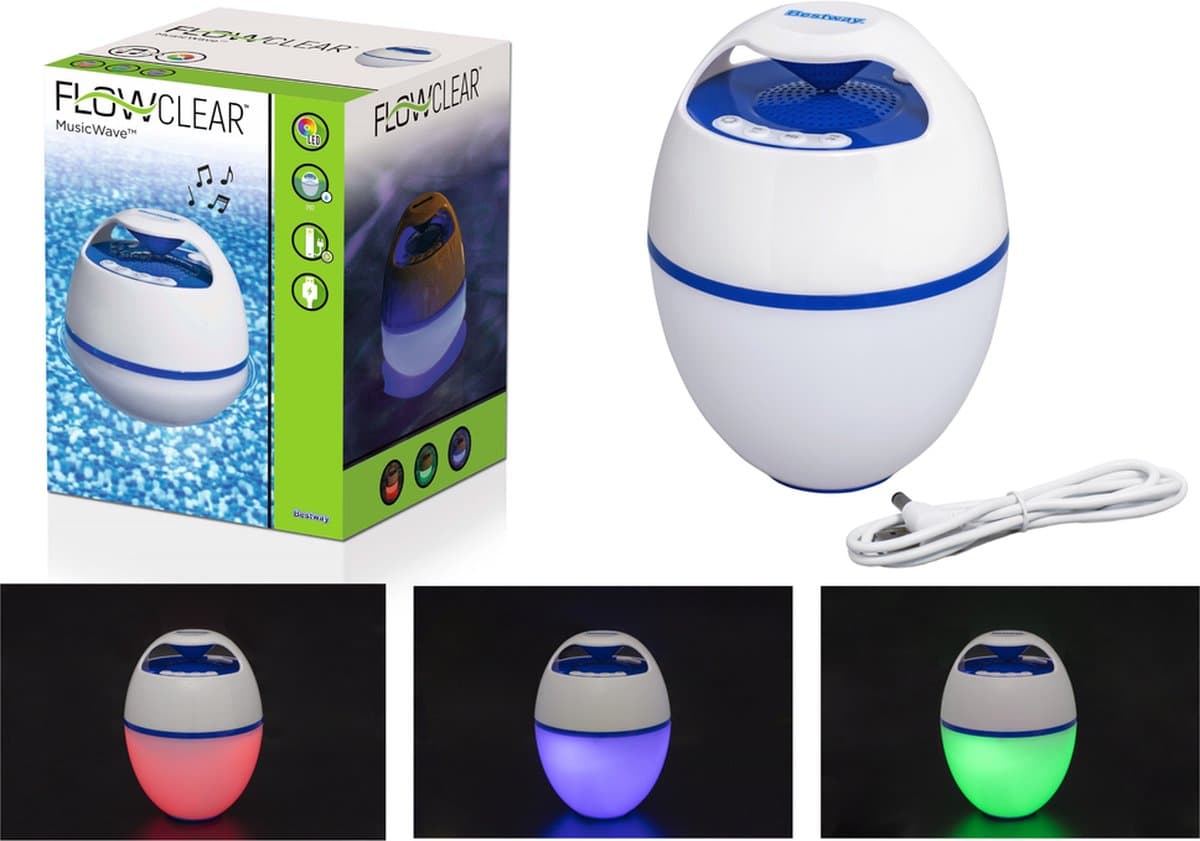 Bestway - bluetooth speaker - met LED verlichting & drijvend - blauw wit