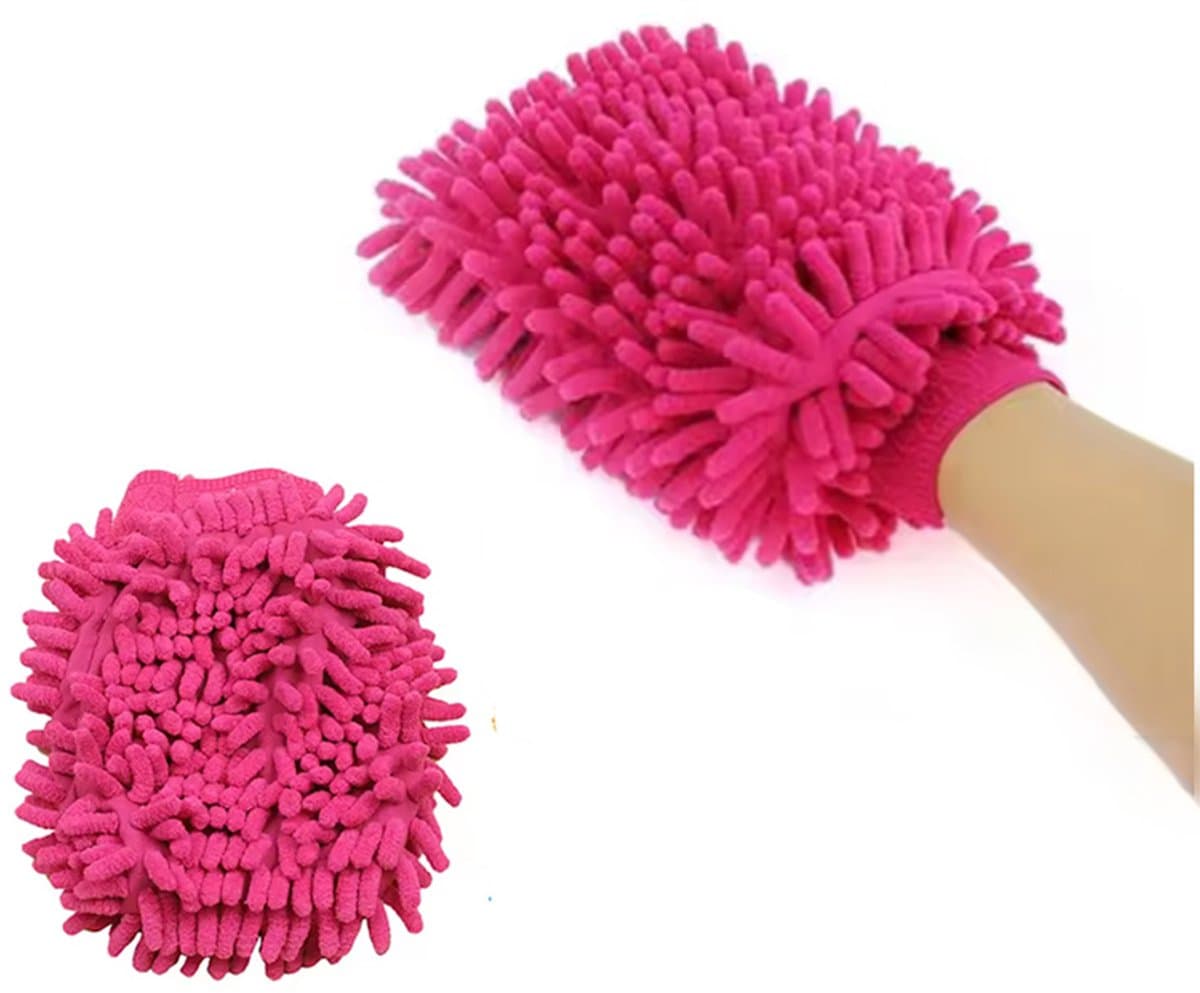 CHPN - Microvezel Schoonmaak Handschoen - Microvezel schoonmaakhandschoen - Roze - Auto schoonmaken - Velgen poetsen - Autopoetsdoek - Auto-was Washandschoen Handdoek - 1 stuks