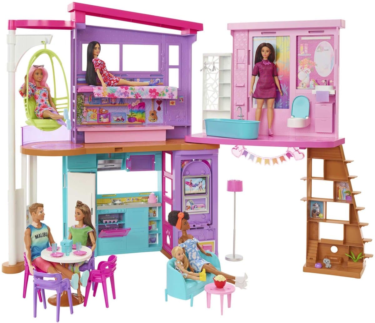 Barbie Malibu Huis - Barbie huis - 2 verdiepingen met barbie meubels
