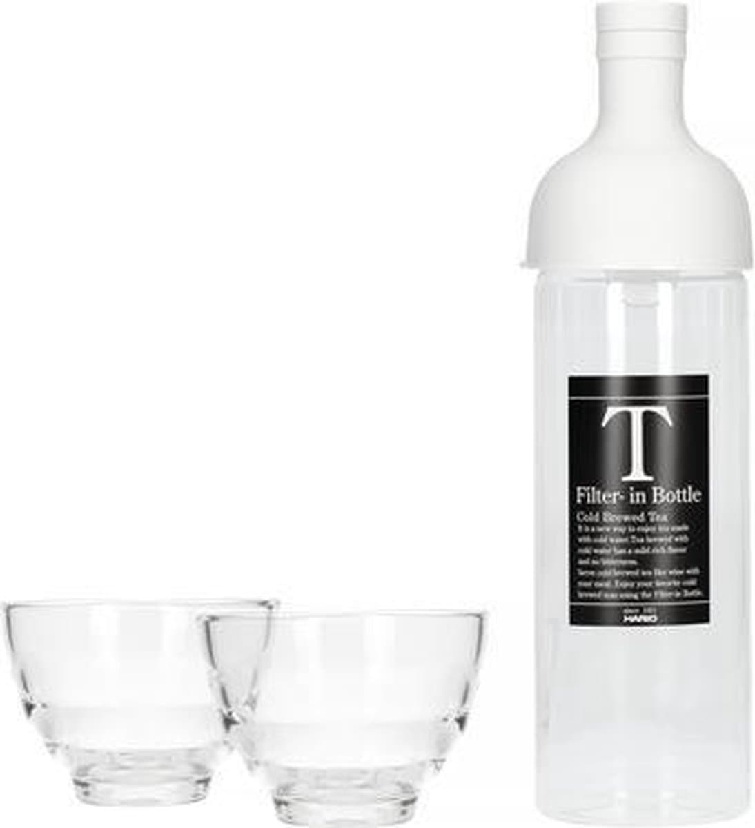 Hario Bottle Cold Brew Tea Grijs met twee glaasjes