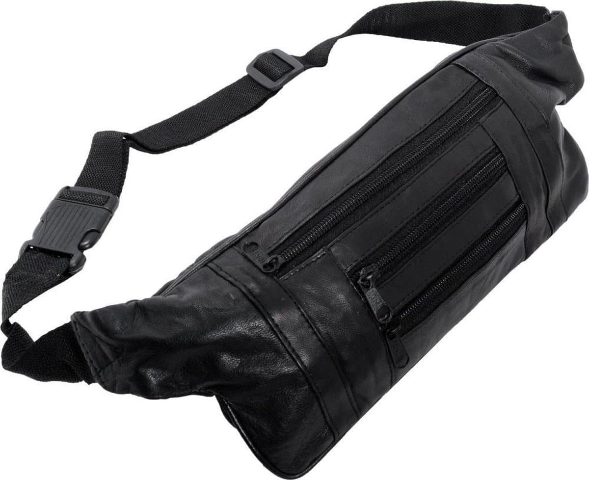 Rojafit Heuptas-Smal-4 vakken-Zwart-Nappa Leer-Afmeting ca. 37 x 8 x 13 cm