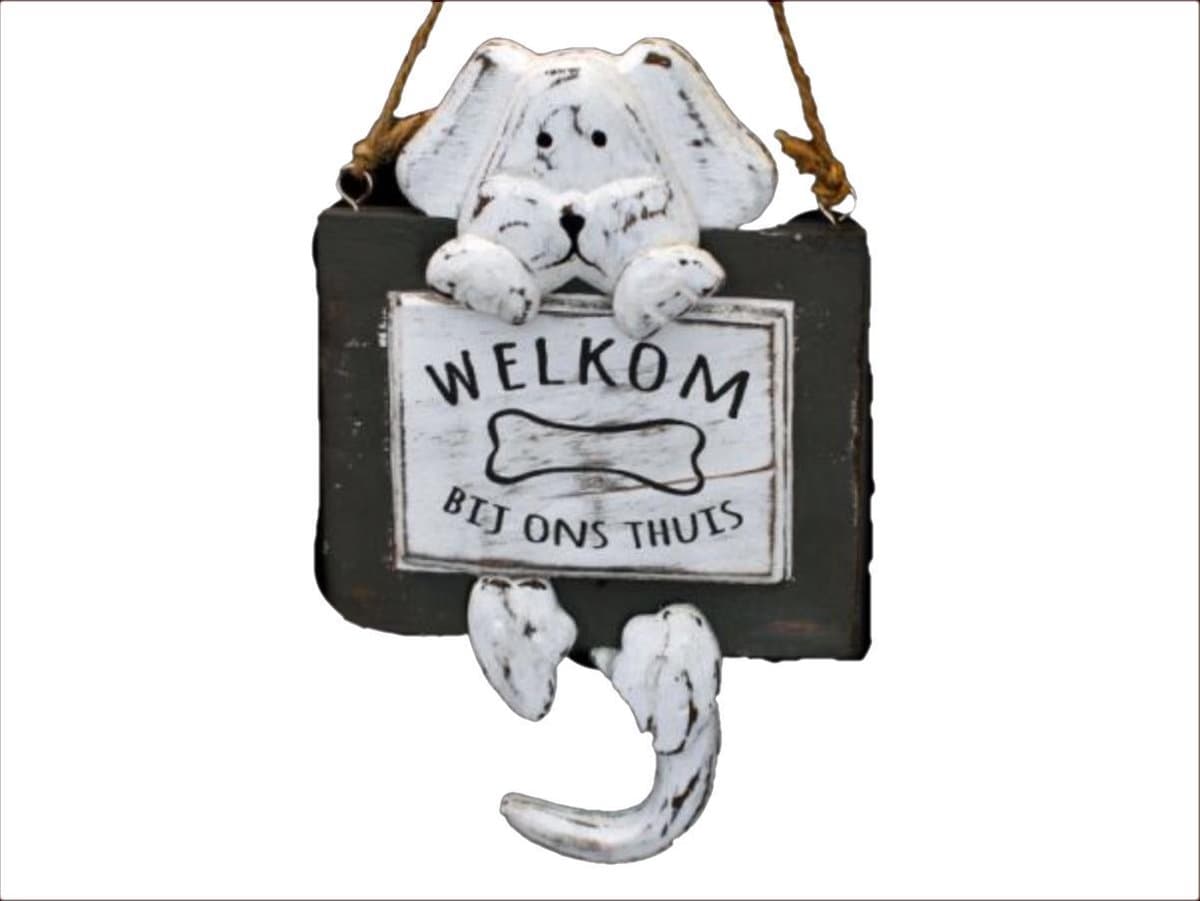 Wandborden Hout Spreukborden Honden hanger Welkom bij ons thuis Spreuken Hout Woondecoratie Cadeau Verjaardag