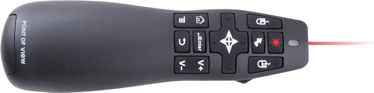Point of View Draadloze USB Presenter - Wireless Presentatie Klikker met Laser Pointer - Presentatie Afstandsbediening - 10 Meter Bereik - Windows/Apple/Mac/Powerpoint/Prezi/Keynote - Zwart