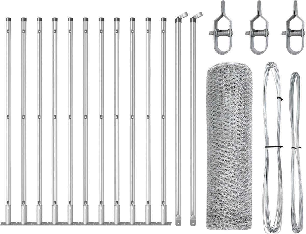 vidaXL - Hexagonale - omheining - met - betonnen - basis - 25 - x - 0,4 - m - Mesh