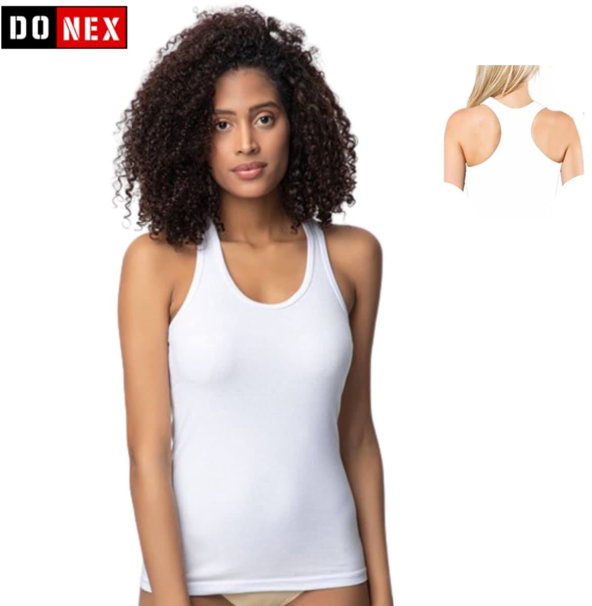 3 pack Dames Halterhemd - DONEX®- katoen - Wit Maat L-XL