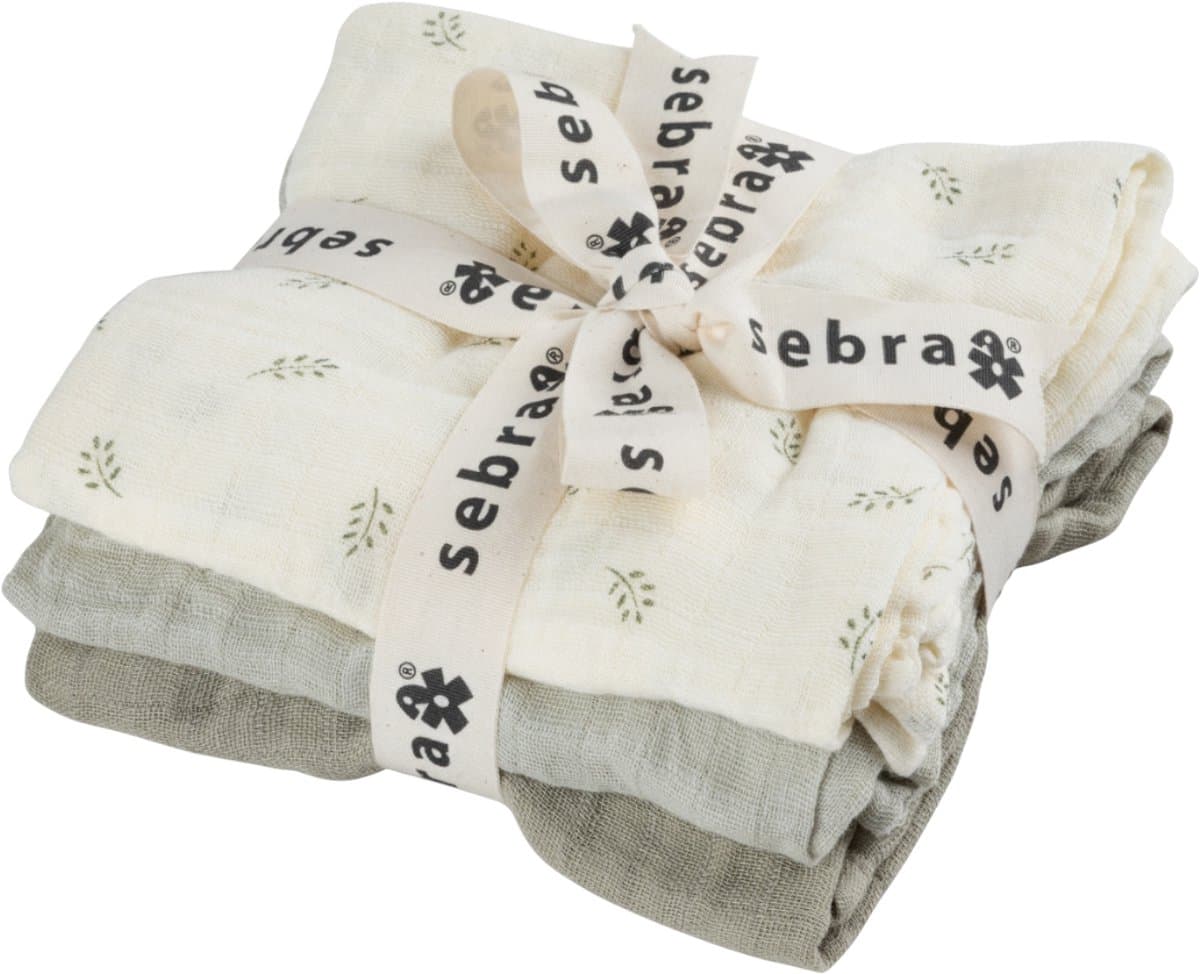 Sebra Hydrofiele Doeken Set - Sophora Leaves - Mist Green - 3 Stuks