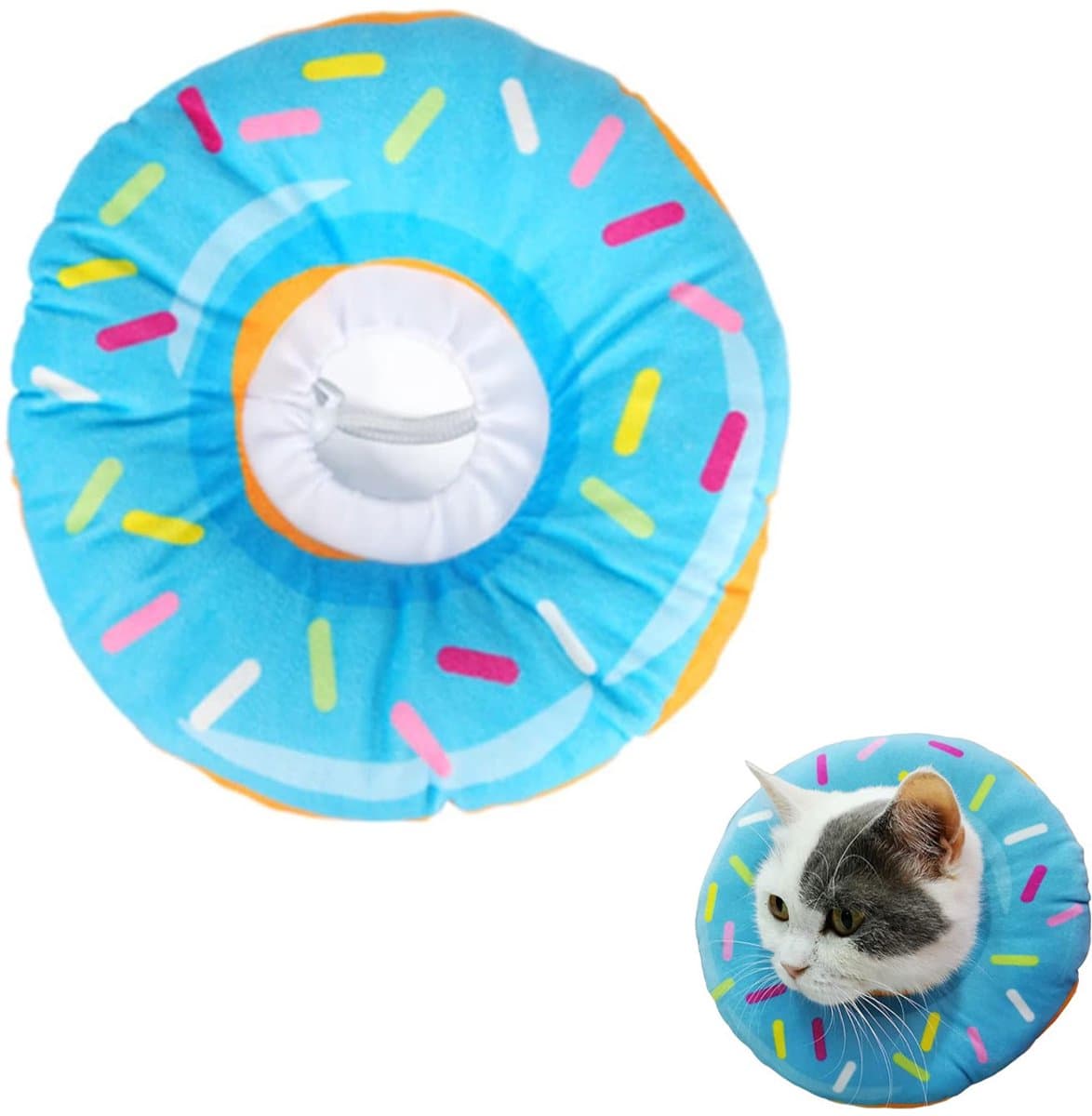 Zachte herstelkraag voor katten - Ajusteerbare - Kleine kat - Donutontwerp - Na operatie bescherming - Blauw - XS - 1 stuks