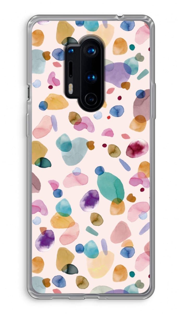 Case Company® - Hoesje geschikt voor OnePlus 8 Pro hoesje - Terrazzo Memphis - Soft Cover Telefoonhoesje - Bescherming aan alle Kanten en Schermrand