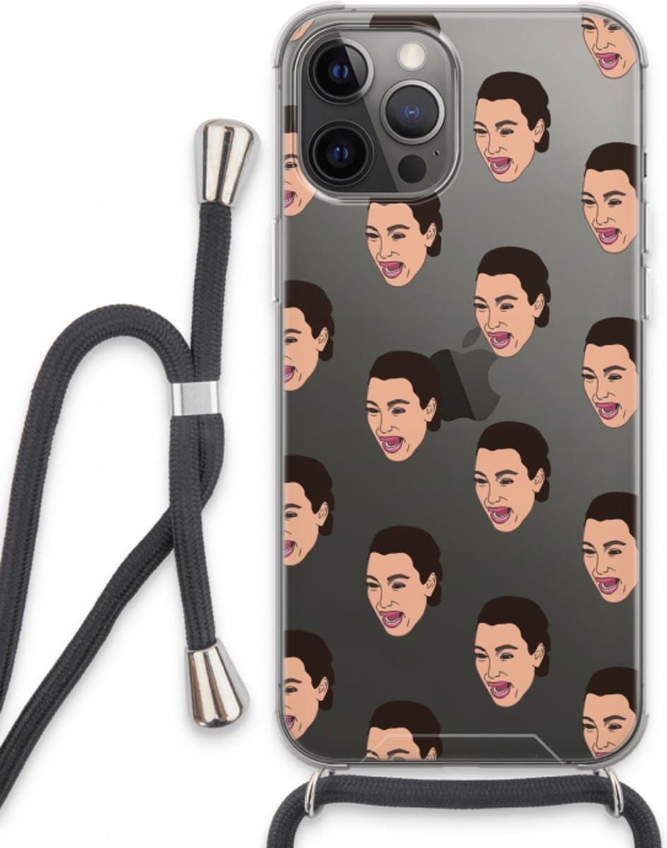 Case Company® - Hoesje met koord geschikt voor iPhone 13 Pro Max hoesje met Koord - Ugly Cry Call - Telefoonhoesje met Zwart Koord - Bescherming aan alle Kanten en Over de Schermrand