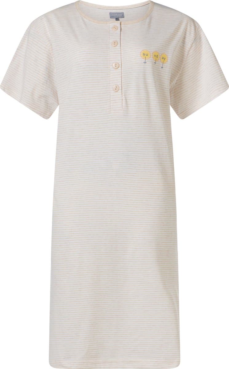 Cocodream - dames nachthemd 614482 met korte mouw - zandkleur - maat M