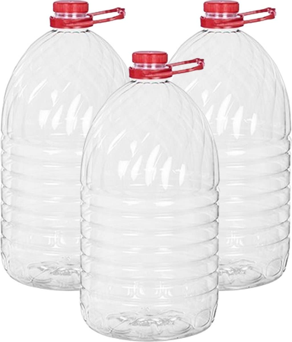 CM Watercontainer/jerrycan - 5 liter - 3x - kunststof - transparant
