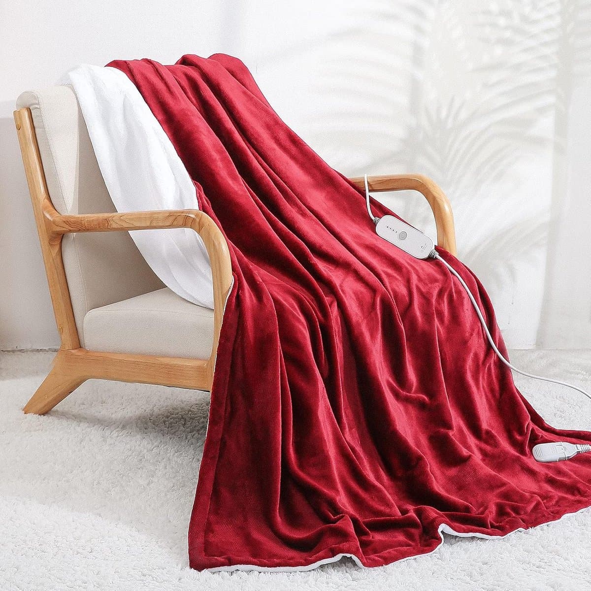 StayPowered Elektrische Deken - Ultiem Comfort en Veiligheid - 4 Warmtestanden - Auto-Off Timer - Oververhittingsbeveiliging - Snelle Opwarming - Wasmachinebestendig - Zacht Flanel - 180x130 cm - Rood - Levering Sneller dan Aangegeven!