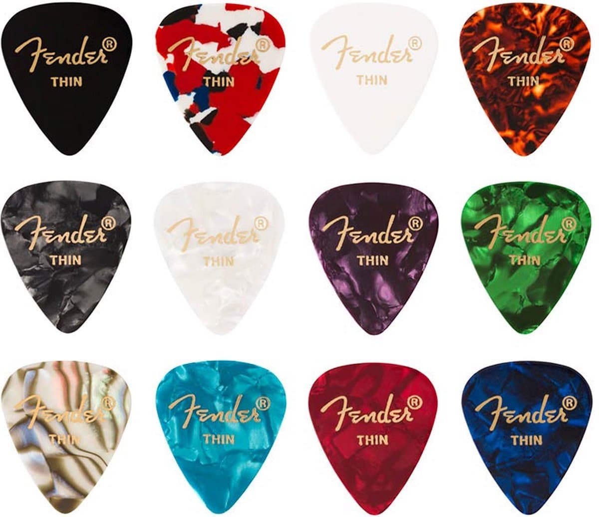 Fender 980300100 Dunne Plectrums 351 Vorm 12-Delige Set Voor Elektrische En Akoestische Gitaar