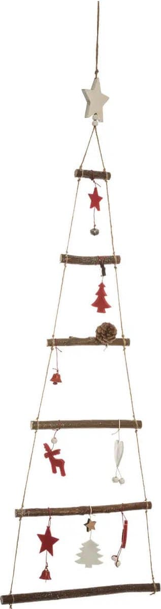 Feeric Wandgemonteerde Kerstboomdecoratie - Rood/Wit, 83 cm