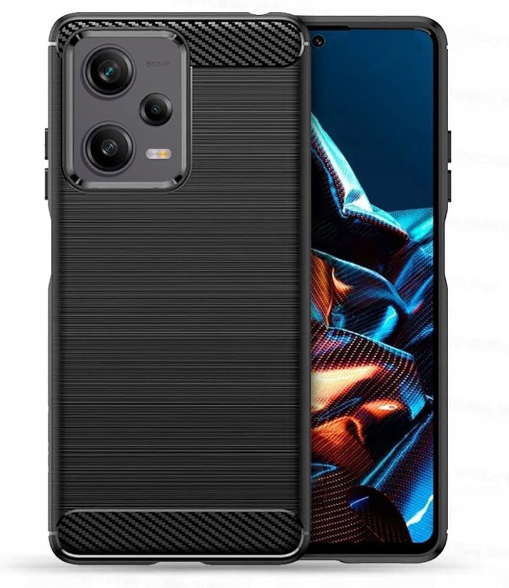 Hoesje geschikt voor Xiaomi Poco X5 Pro / Redmi Note 12 Pro - Techsuit Carbon Silicone Back Cover - Zwart