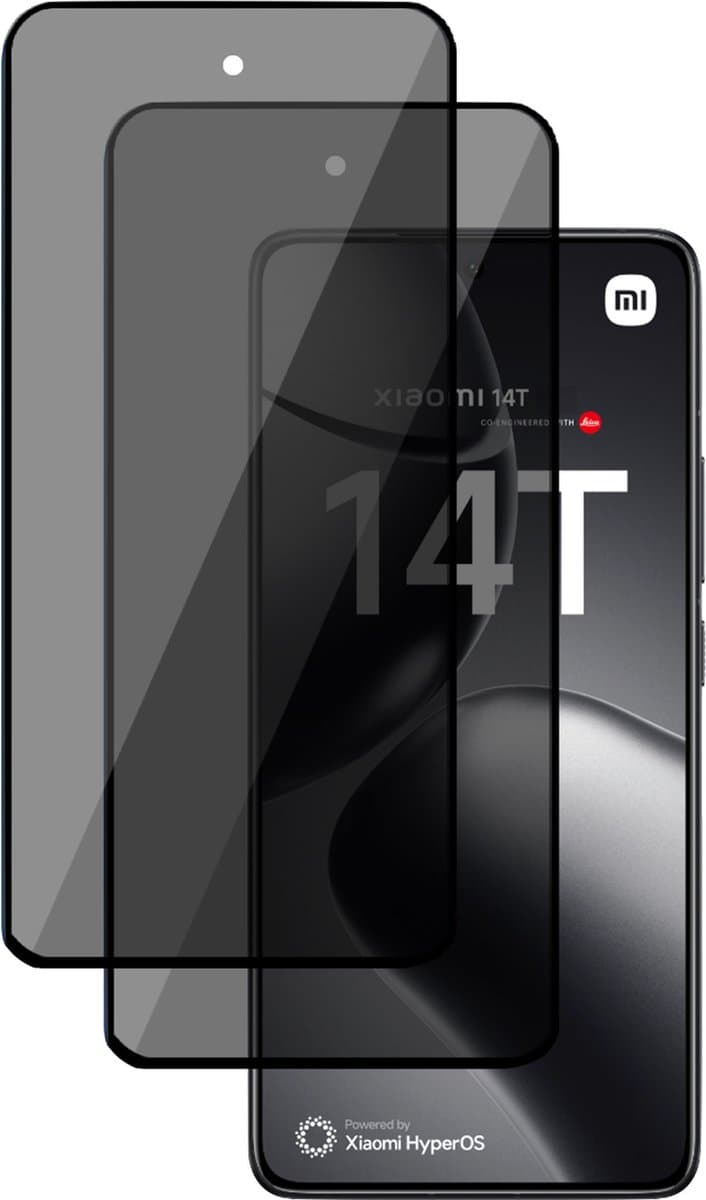 2x Privé Screenprotector geschikt voor Xiaomi 14T / 14T Pro Screenprotector - Privacy Beschermglas - Privacy Proteqt+