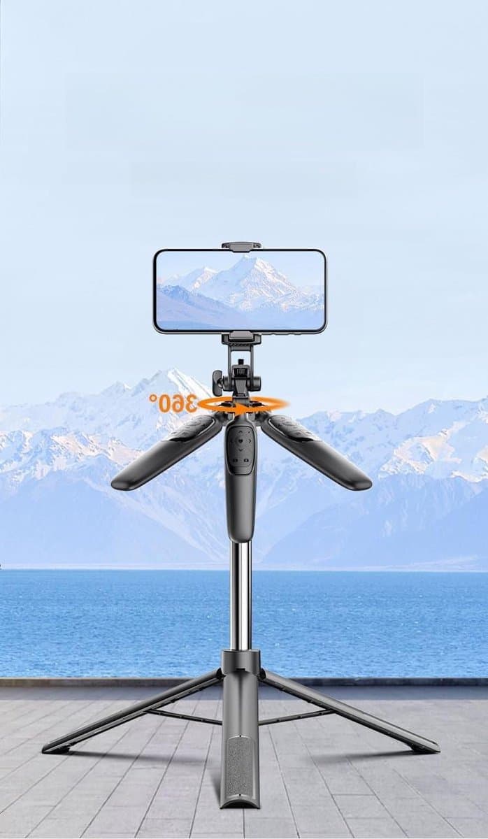 Telefoon Statief - Selfie Stick - Reis Fotografie - Draadloze Afstandsbediening - 6.4 Inch - Zwart