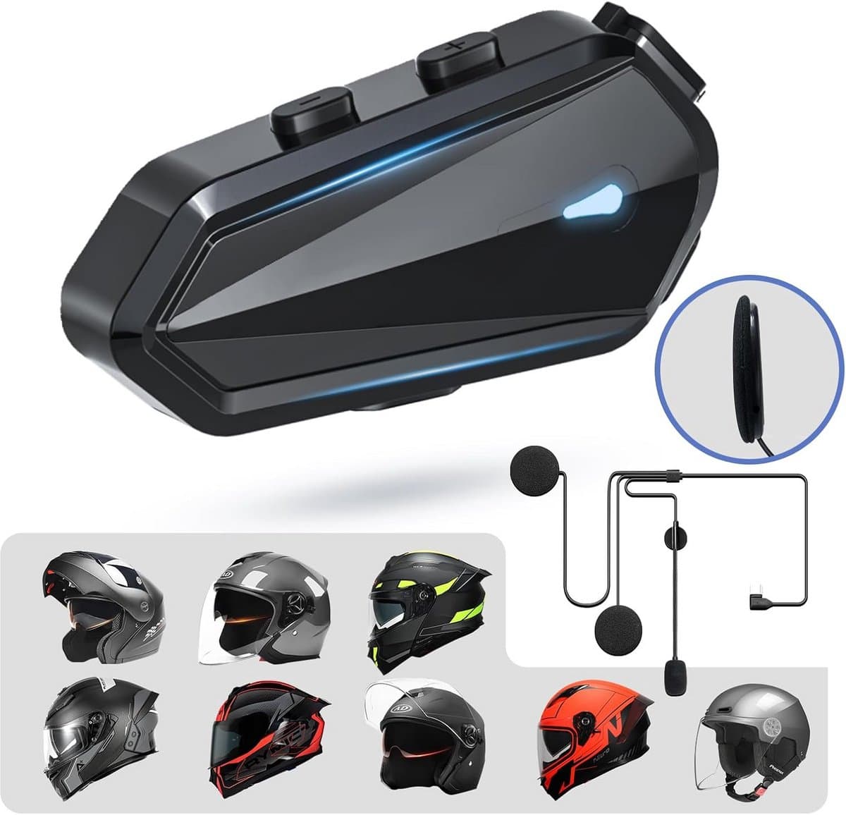 Helm Headset - Bluetooth Oortjes - Motor Rijden - Automatisch Antwoorden - 80 Uur Speeltijd - Zwart