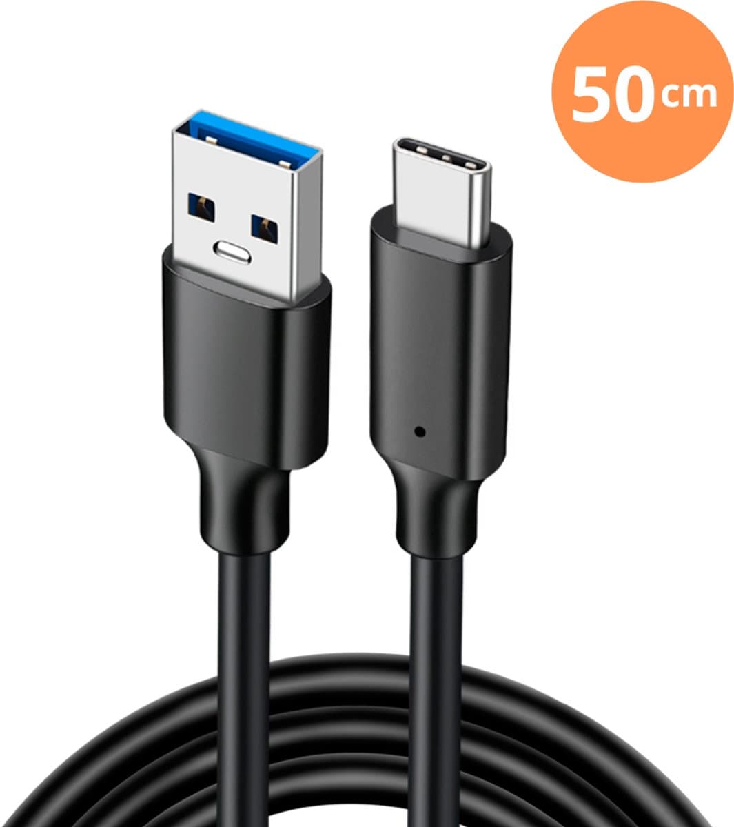 Delmark USB-A naar USB-C Kabel - 50cm - 3.2 Gen2 - Geschikt voor snel laden - 60W Power Delivery en QC 3.0